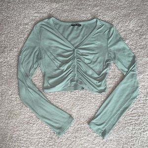 SHEIN Sage Long Sleeve Crop Top